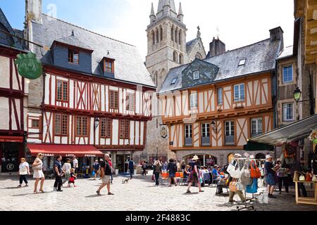 Old buildings in Place Henri IV, Vannes, Brittany, France