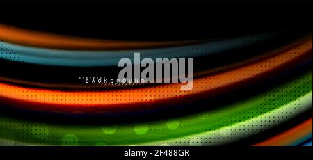 Multicolored wave lines on black background design. Multicolored wave lines on black background vector design Stock Vector