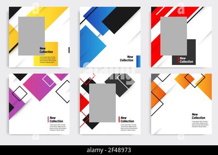 Multipurpose of square banner pack in modern gradient shape background color. Suitable for social media promotion ads, flyer, poster, calendar, produc Stock Vector