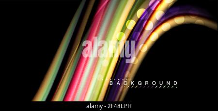 Multicolored wave lines on black background design. Multicolored wave lines on black background vector design Stock Vector