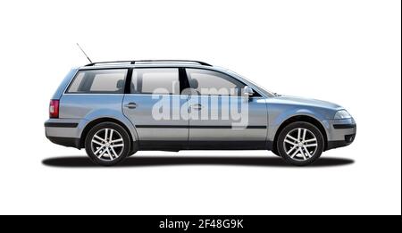 Station wagon car, side view isolated on white background Stock Photo