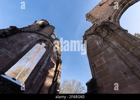 A low angle shot of the ruins of All Saints' Abbey in the Black Forest, Germany Stock Photo