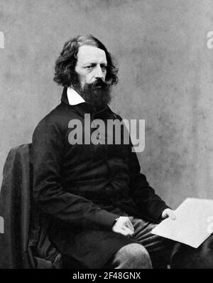 Alfred, Lord Tennyson. Portrait by John Jabez Edwin Mayall, 1857 Stock Photo