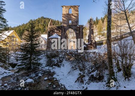 A closeup shot of the ruins of All Saints' Abbey in the Black Forest, Germany Stock Photo