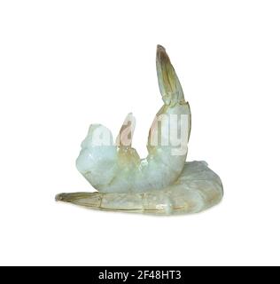 Raw shrimps isolated on a white background. Stock Photo