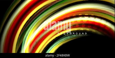 Multicolored wave lines on black background design. Multicolored wave lines on black background vector design Stock Vector