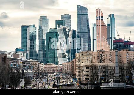 MOSCOW, RUSSIA - March 19, 2021: View business center in Moscow City. High quality photo Stock Photo