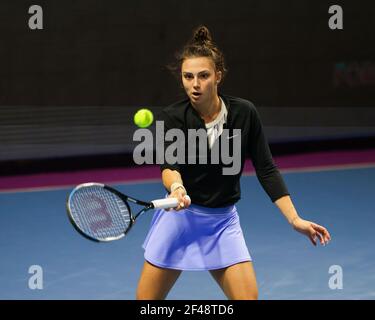 St.Petersburg, Russia. 19th Mar, 2021. Jaqueline Cristian of Romania playing against Svetlana Kuznetsova of Russia during the St.Petersburg Ladies Trophy 2021 tennis tournament at Sibur Arena. Final score: (Svetlana Kuznetsova 0-2 Jaqueline Cristian) (Photo by Maksim Konstantinov/SOPA Image/Sipa USA) Credit: Sipa USA/Alamy Live News Stock Photo