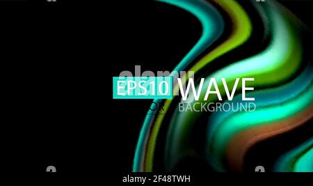 Abstract wave lines fluid rainbow style color stripes on black background. Artistic illustration for presentation, app wallpaper, banner or poster. Abstract wave lines fluid rainbow style color stripes on black background. Vector artistic illustration for presentation, app wallpaper, banner or poster Stock Vector