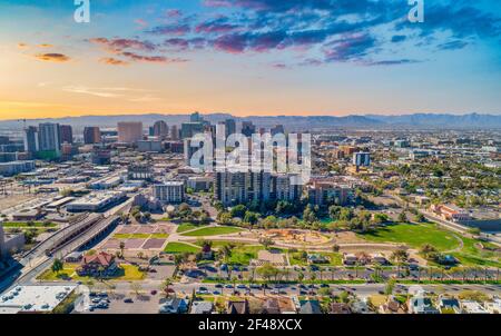 Phoenix, Arizona, USA Downtown Skyline Aerial. Stock Photo