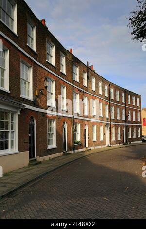 The Crescent, a Georgian row of houses, Union Place, Wisbech town, Fenland, Cambridgeshire, England; UK Stock Photo