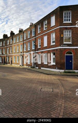 The Crescent, a Georgian row of houses, Union Place, Wisbech town, Fenland, Cambridgeshire, England; UK Stock Photo