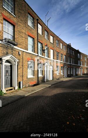 The Crescent, a Georgian row of houses, Union Place, Wisbech town, Fenland, Cambridgeshire, England; UK Stock Photo