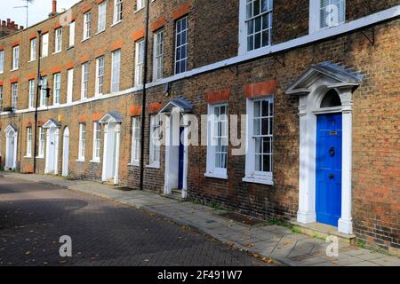 The Crescent, a Georgian row of houses, Union Place, Wisbech town, Fenland, Cambridgeshire, England; UK Stock Photo