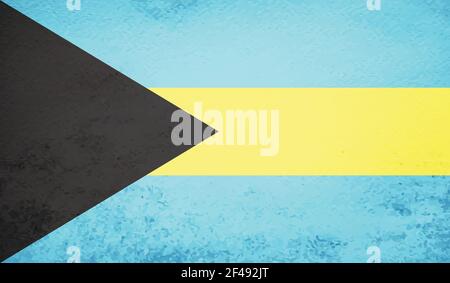 Bahamas flag with waving grunge texture. Vector background. Stock Vector