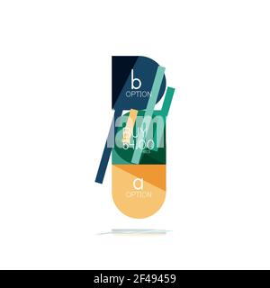 Minimal flat clean abstract option step infographic design element, geometric shapes - round squares, circles and lines layout with sample text. Minimal flat clean abstract option step infographic design element, geometric shapes - round squares, circles and lines layout with sample text, for business or web presentation, app or interface buttons Stock Vector