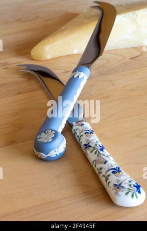 Vintage English china cheese knives still life Stock Photo