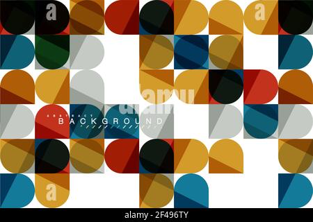 Round square geometric shapes on white, tile mosaic abstract background. Round square geometric shapes on white, tile mosaic abstract background. Vector artistic illustration for presentation, app wallpaper, banner or poster Stock Vector