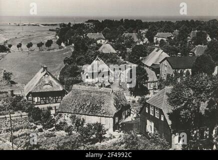 Wustrow, Ostseebad, view from the church tower, in the background of the Bodden Stock Photo