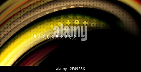 Multicolored wave lines on black background design. Multicolored wave lines on black background vector design Stock Vector