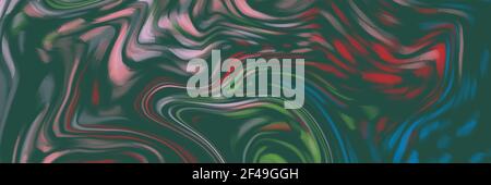 Ornamental background with abstract patterns of dominant green colors. Liquid painting abstract texture, art technique. A colorful combination of acry Stock Photo