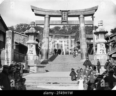 Stairs with Torii to Suwa Shrine (? Suwasan) of 1625 Stock Photo