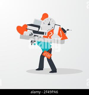 Overloading Vector Illustration with Busy work and Multitasking Employee to  Finish Many Documents or Digital Information in Hand Drawn Templates  25902240 Vector Art at Vecteezy