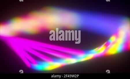 Abstract wavy squares from neon lines, computer generated. 3d rendering virtual backdrop Stock Photo