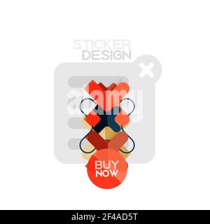 Flat design cross shape geometric sticker icon, paper style design with buy now sample text, for business or web presentation, app or interface buttons. Flat design cross shape geometric sticker icon, paper style design with buy now sample text, for business or web presentation, app or interface buttons, internet website store banners and labels Stock Vector