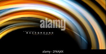 Multicolored wave lines on black background design. Multicolored wave lines on black background vector design Stock Vector