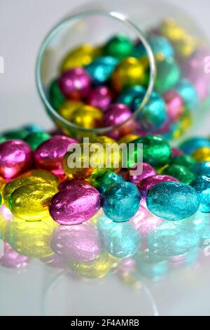 Stack of Easter eggs. Easter party. Stock Photo