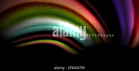 Multicolored wave lines on black background design. Multicolored wave lines on black background vector design Stock Vector
