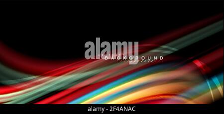 Multicolored wave lines on black background design. Multicolored wave lines on black background vector design Stock Vector