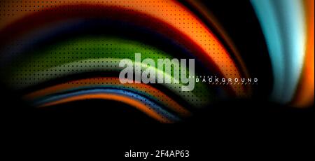 Multicolored wave lines on black background design. Multicolored wave lines on black background vector design Stock Vector