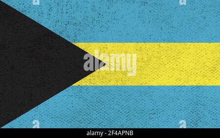 Bahamas flag with waving grunge texture. Vector background. Stock Vector