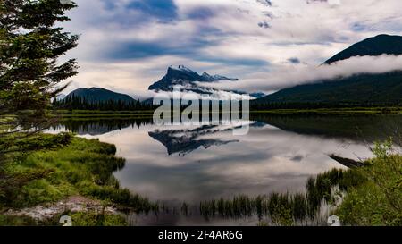 Mount Rundle, reflected in Vermilion Lakes Banff National Park Canada Stock Photo