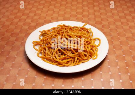 Delicious Chinese dish known as Lo Mien Noodles. Stock Photo