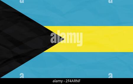 Bahamas flag with waving grunge texture. Vector background. Stock Vector