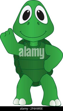 Cartoon illustration of a friendly cute turtle Stock Photo