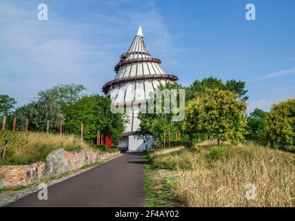 Elbauenpark In Magdeburg With The Millennium Tower Stock Photo - Alamy