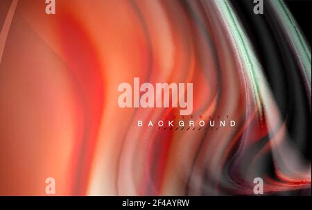 Fluid liquid colors design, colorful marble or plastic wavy texture background, glowing multicolored elements on black, for business or technology presentation or web brochure cover design, wallpaper. Fluid liquid colors design, colorful marble or plastic wavy texture background, glowing multicolored elements on black, for business or technology presentation or web brochure cover design, wallpaper, vector illustration Stock Vector