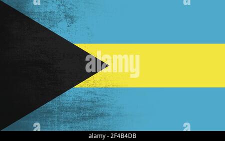 Bahamas flag with waving grunge texture. Vector background. Stock Vector