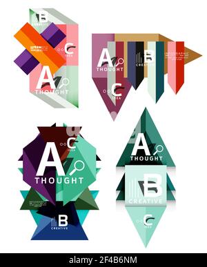Set of paper geometric option banners, infographic templates. Set of paper geometric option banners, infographic templates. Vector colorful abstract backgrounds or icons Stock Vector