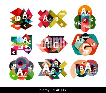 Set of paper geometric option banners, infographic templates. Set of paper geometric option banners, infographic templates. Vector colorful abstract backgrounds or icons Stock Vector