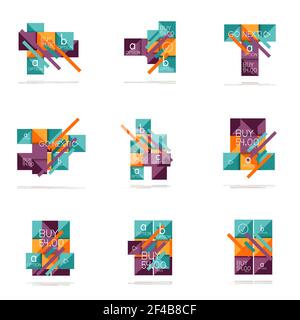 Square option infographic banner set. Square option infographic banner set. Data and information visualization, geometric design. Vector illustration Stock Vector