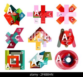 Set of paper geometric option banners, infographic templates. Set of paper geometric option banners, infographic templates. Vector colorful abstract backgrounds or icons Stock Vector