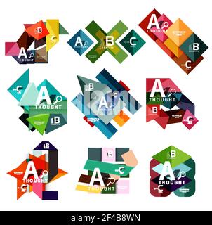 Set of paper geometric option banners, infographic templates. Set of paper geometric option banners, infographic templates. Vector colorful abstract backgrounds or icons Stock Vector