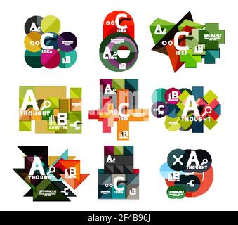Collection of paper geometric infographics, a b c process options, presentation layouts. Collection of paper geometric infographics, a b c process options, presentation layouts. Vector illustration Stock Vector