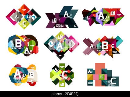 Set of paper geometric option banners, infographic templates. Set of paper geometric option banners, infographic templates. Vector colorful abstract backgrounds or icons Stock Vector