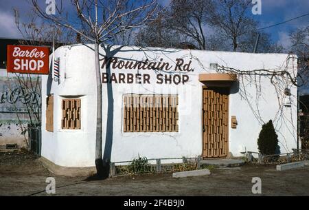 1970's United States -  Mountain Road Barber Shop Albuquerque New Mexico ca. 1979 Stock Photo